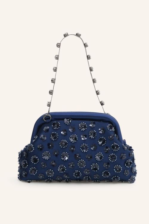 Lacivert Saten Abiye Çanta 