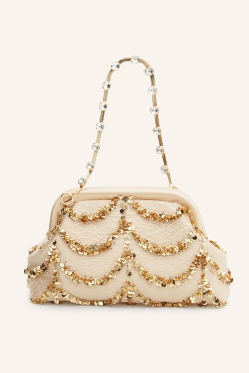 Altın Saten Aura Abiye Çanta 