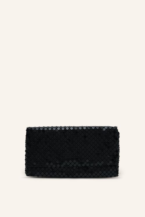 Siyah Metal Zarf Abiye Çanta