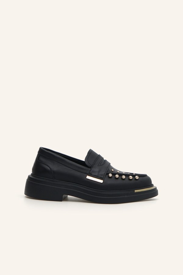 Siyah Deri Loafer 