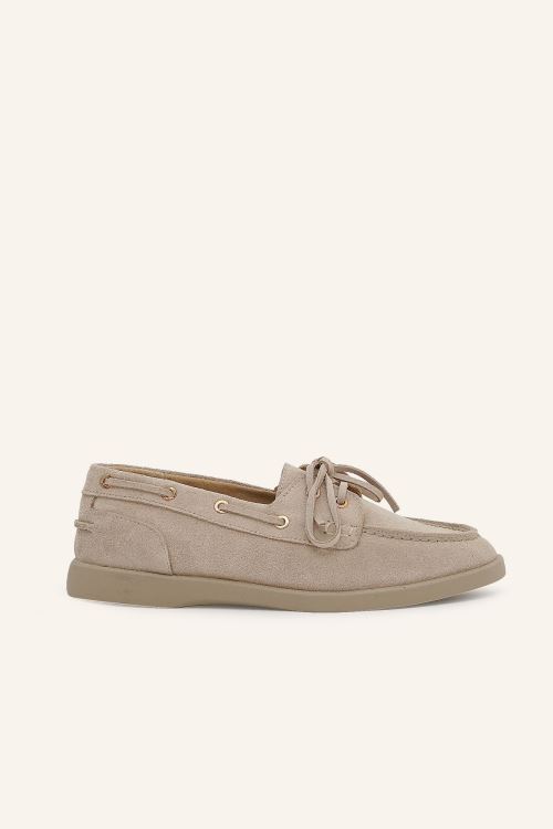 Bej Süet Mona Deri Loafer 