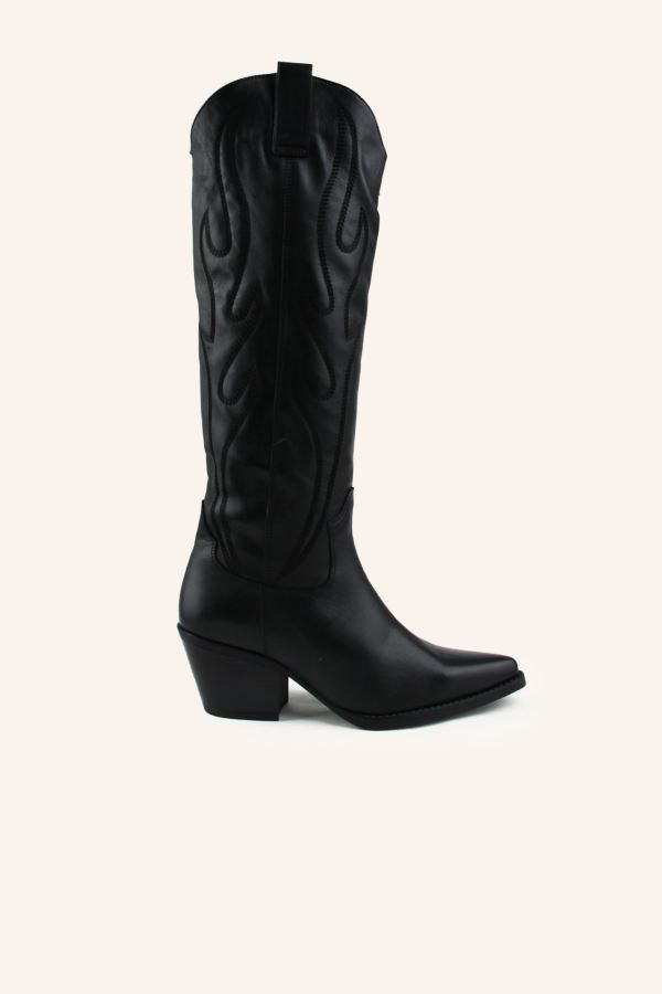 Siyah Deri Western Çizme