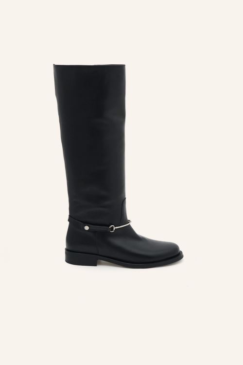 Siyah Binici Deri Çizme 