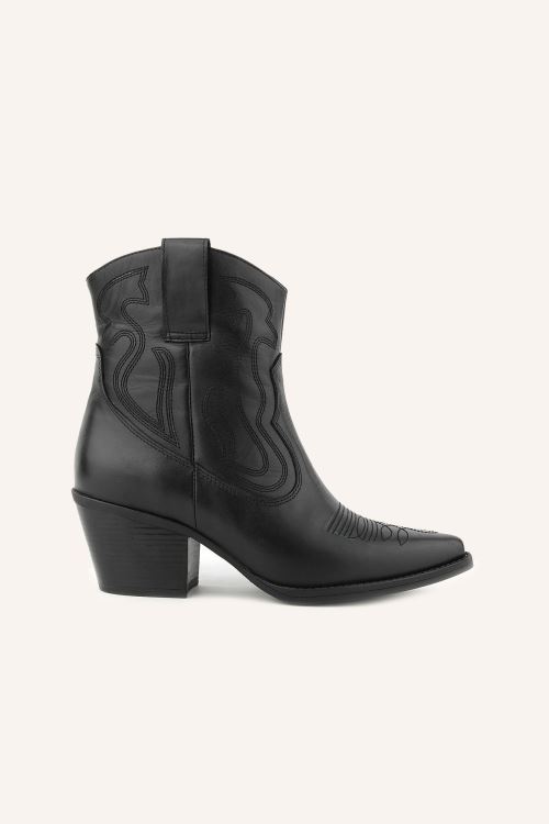 Siyah Texas Topuklu Deri Bot