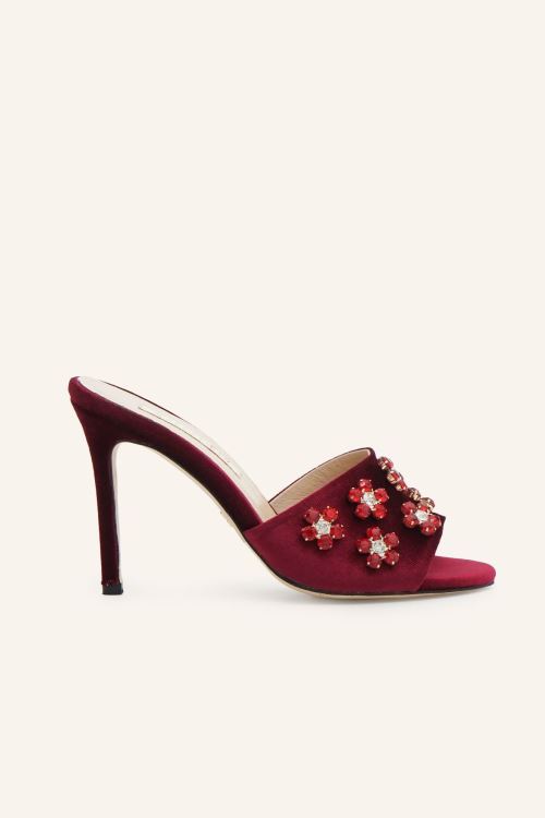 Bordo Kadife Velora Terlik 