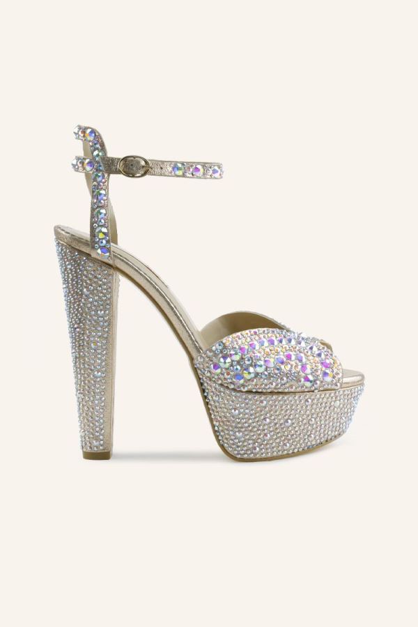 Altın Alis Yüksek Topuk Platformlu Ayakkabı