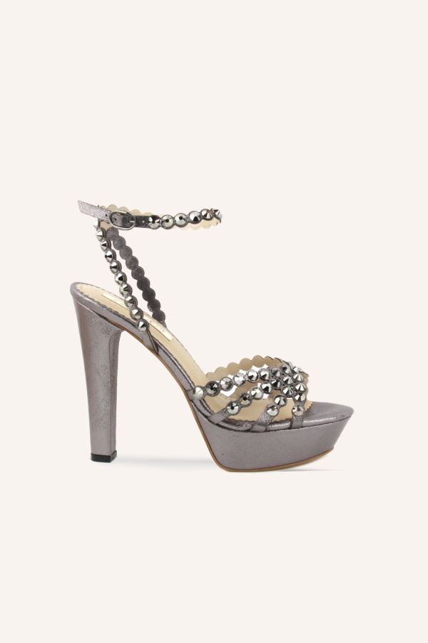 Antrasit Alise Platform Topuklu Ayakkabı 