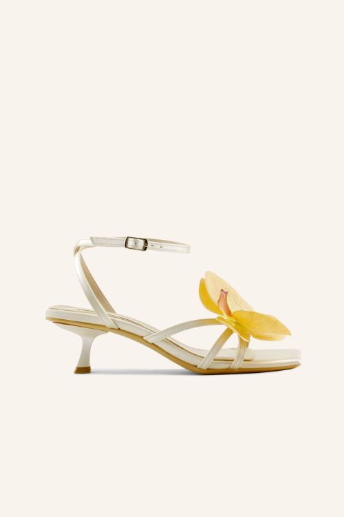 Şampanya Saten Florence Mini Topuklu Sandalet