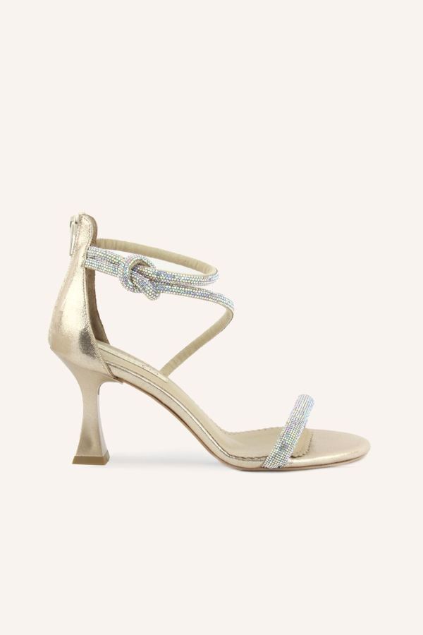 Altın Latine Mini Topuklu Sandalet
