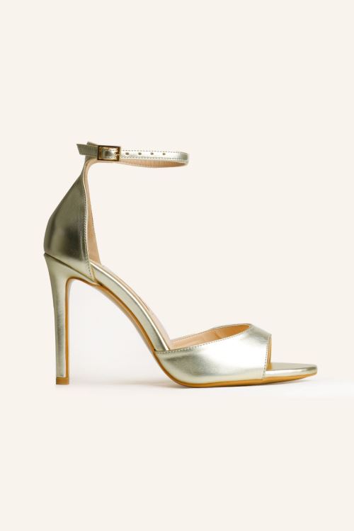 Altın Leroy Tek Bant Topuklu Sandalet