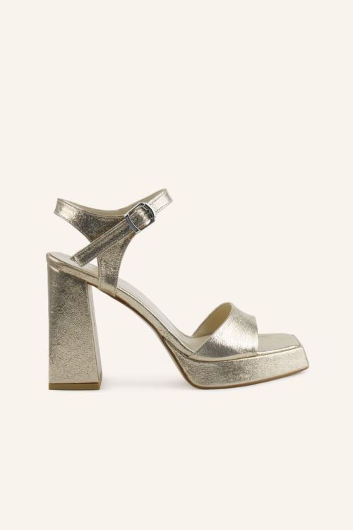 Altın Sıvama Margaret Topuklu Ayakkabı