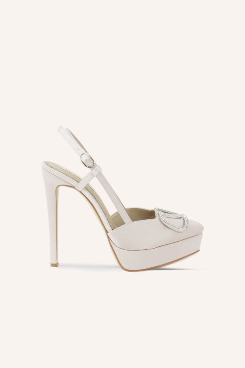 Şampanya Saten Rahaf Platform Topuklu Ayakkabı 