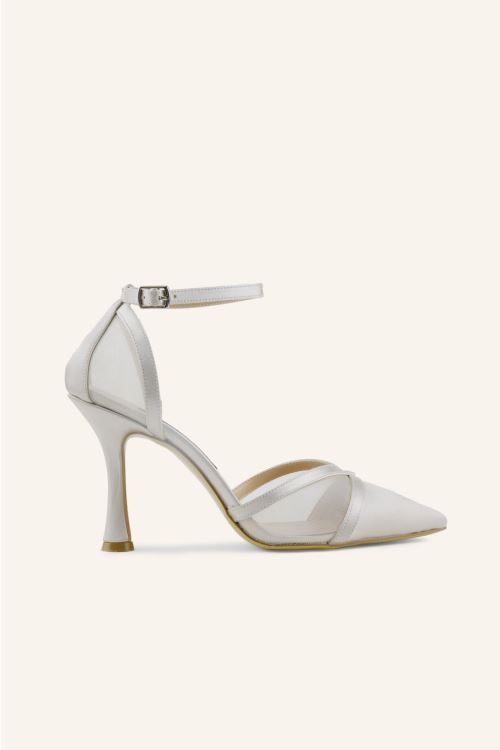 Şampanya Saten Romantik İnce Topuk Stiletto