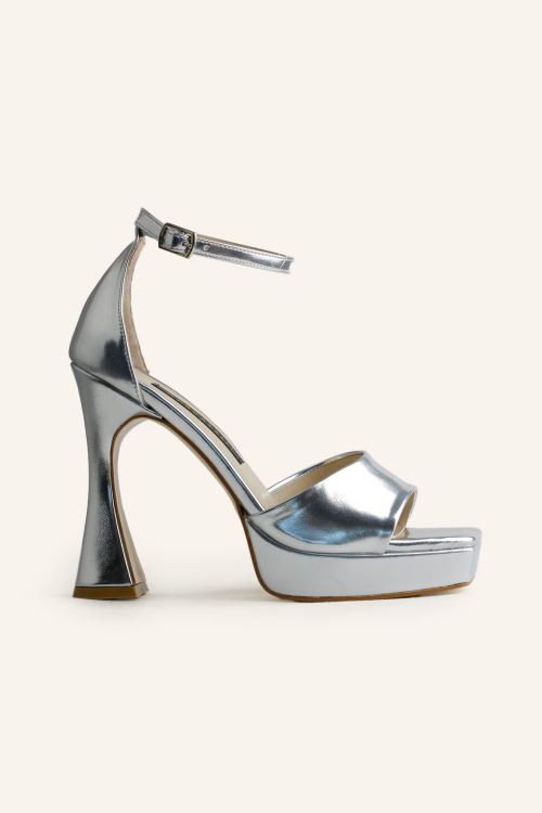 Gümüş Stefano Platform Topuklu Sandalet