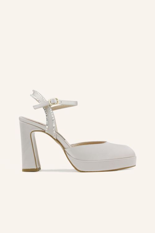 Şampanya Saten Pedro Topuklu Ayakkabı