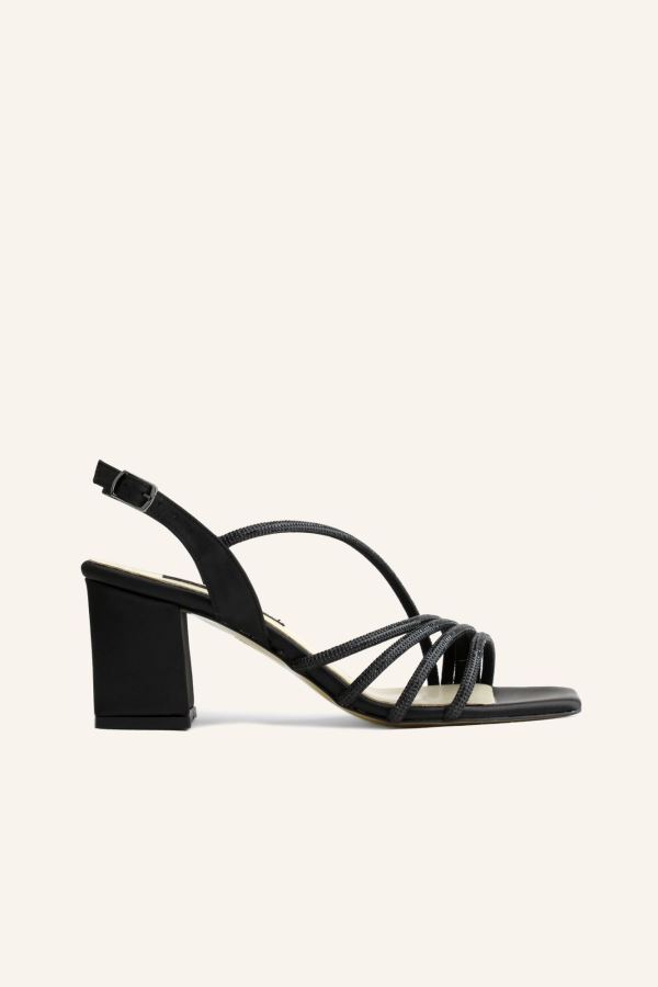 Siyah Saten Topuklu Ayakkabı