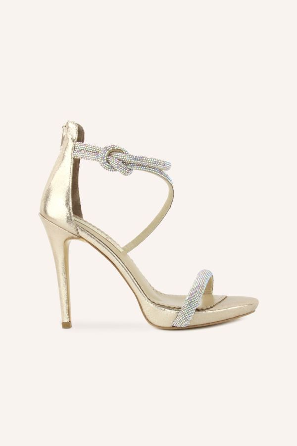 Altın Latina Topuklu Sandalet 