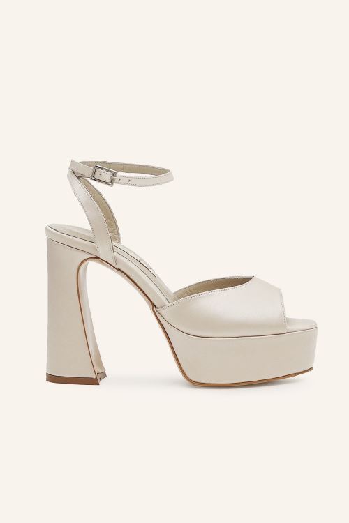 Şampanya Saten Aylaa Platform Ayakkabı 