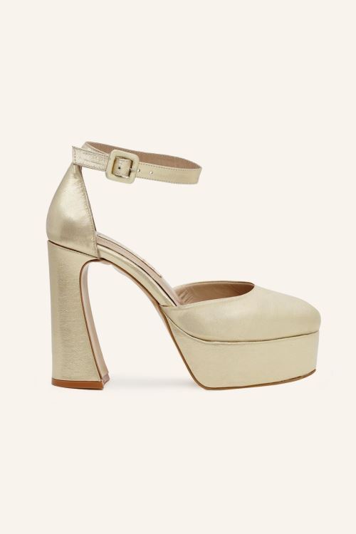 Altın Firuze Platform Ayakkabı