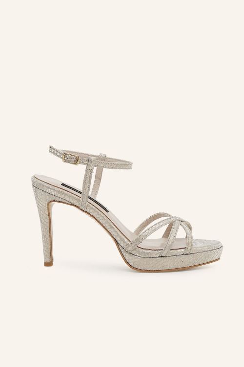 Altın Baskı Merin Topuklu Ayakkabı 