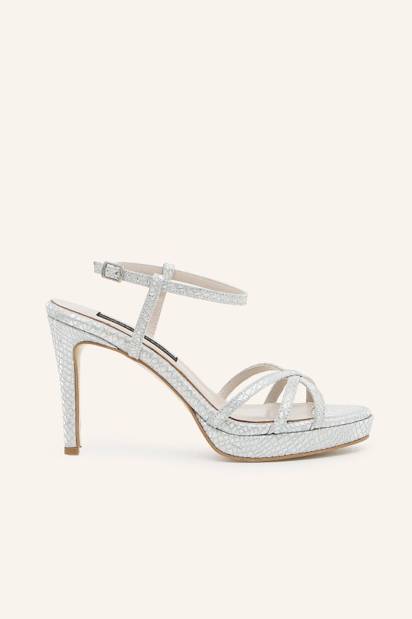Gümüş Baskı Merin Topuklu Ayakkabı 