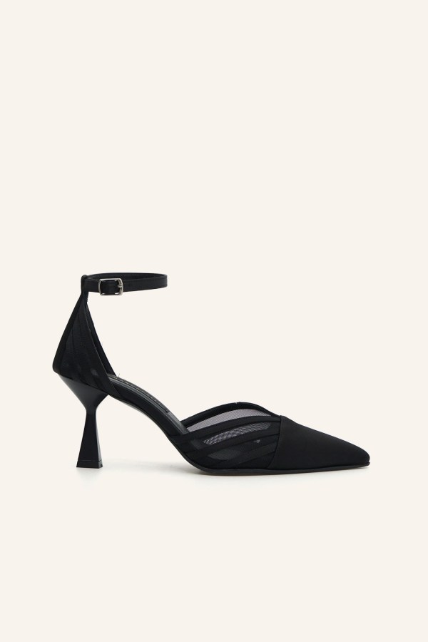 Siyah Saten Romantik Mini Stiletto 