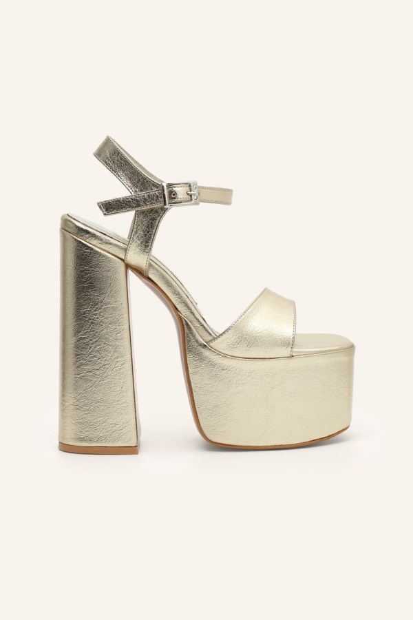 Altın Serene Yüksek Platform Topuklu Sandalet