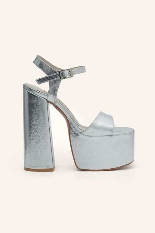 Gümüş Serene Yüksek Platform Topuklu Sandalet
