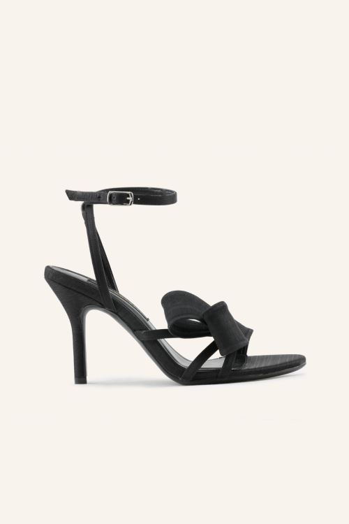 Siyah Saten Alya Topuklu Sandalet