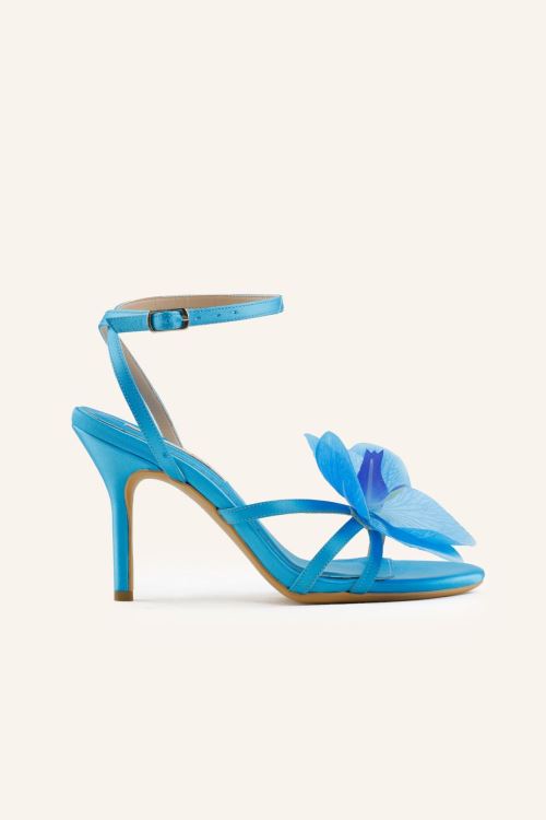 Mavi Saten Florence Topuklu Sandalet