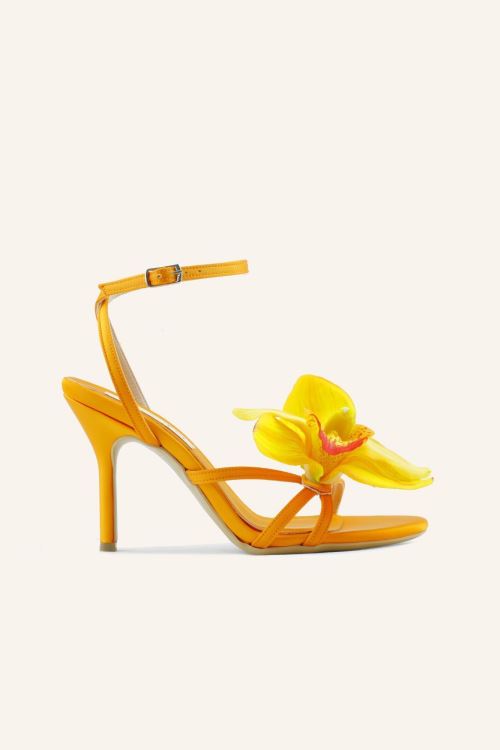 Turuncu Saten Florence Topuklu Sandalet