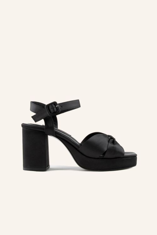 Siyah Saten Adel Platform Topuklu Ayakkabı