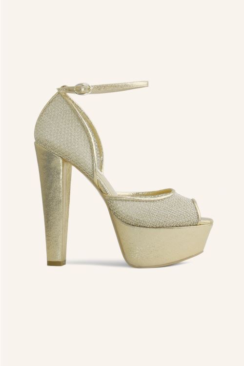 Altın Platform Topuklu Ayakkabı