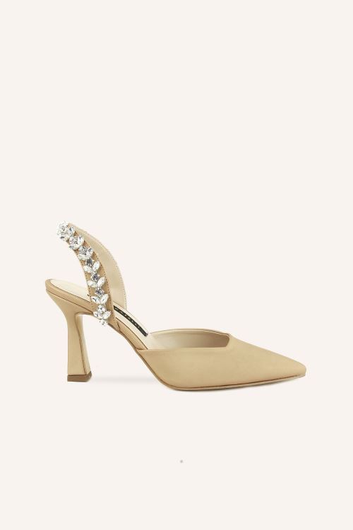 Bronz Saten Nova Kalın Topuklu Ayakkabı