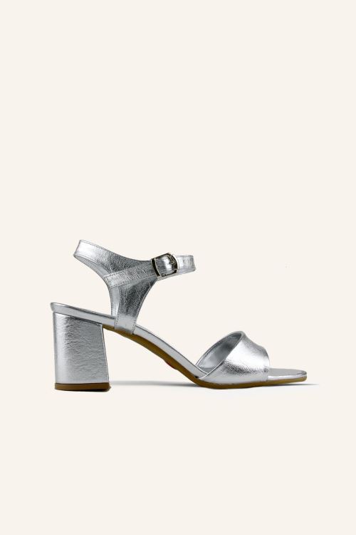 Gümüş Ivy Tek Bant Topuklu Sandalet