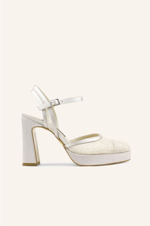 Şampanya Saten PEDRO DANTEL TOPUKLU AYAKKABI