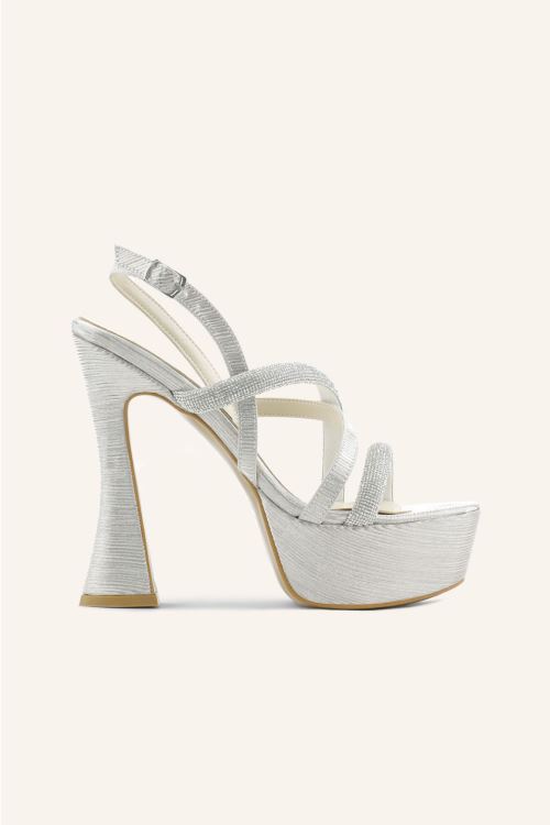 Altın Platform Topuklu Sandalet