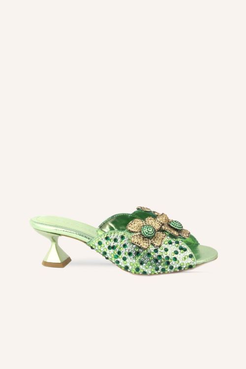 Yeşil Sim Joy Topuklu Terlik 