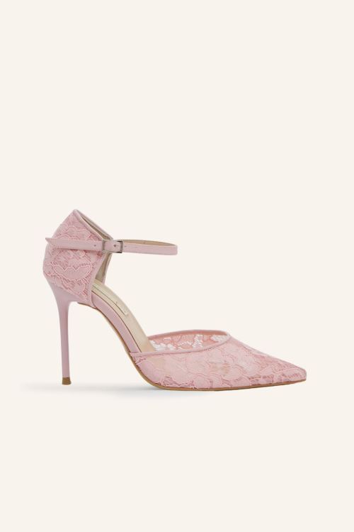 Pembe Dantel Cindie Topuklu Ayakkabı 