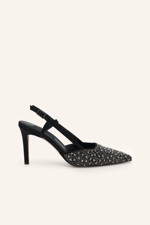 Siyah Saten Terra Topuklu Ayakkabı