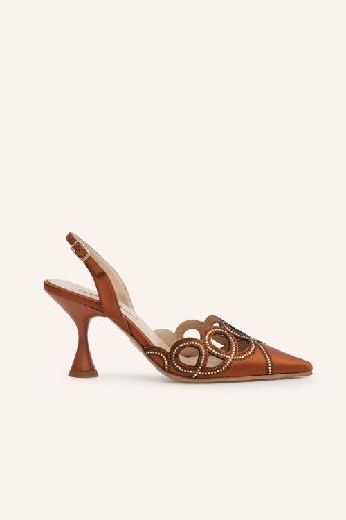 Bakır Saten Veroni Topuklu Ayakkabı 