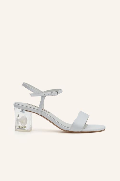 Beyaz Saten Jasmine Topuklu Gelin Ayakkabısı 