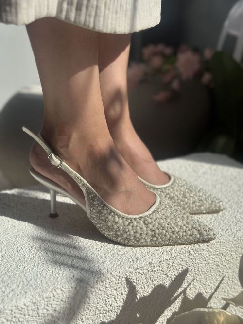 İnci Topuklu Gelin Ayakkabısı