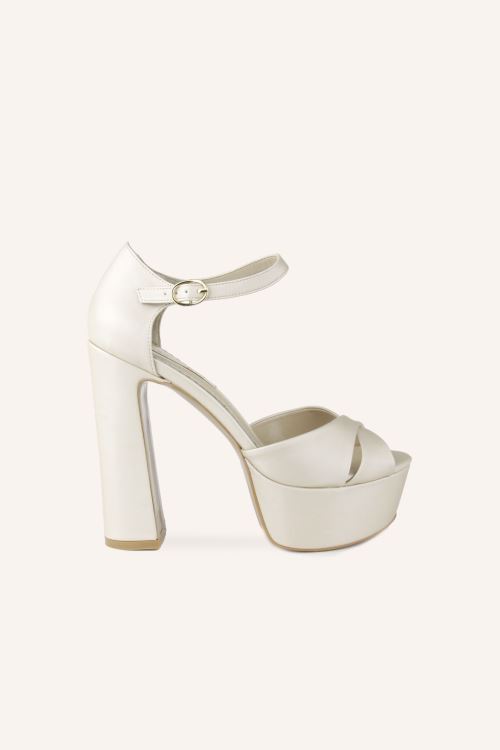 Şampanya Saten Le Marais Platform Topuklu Sandalet