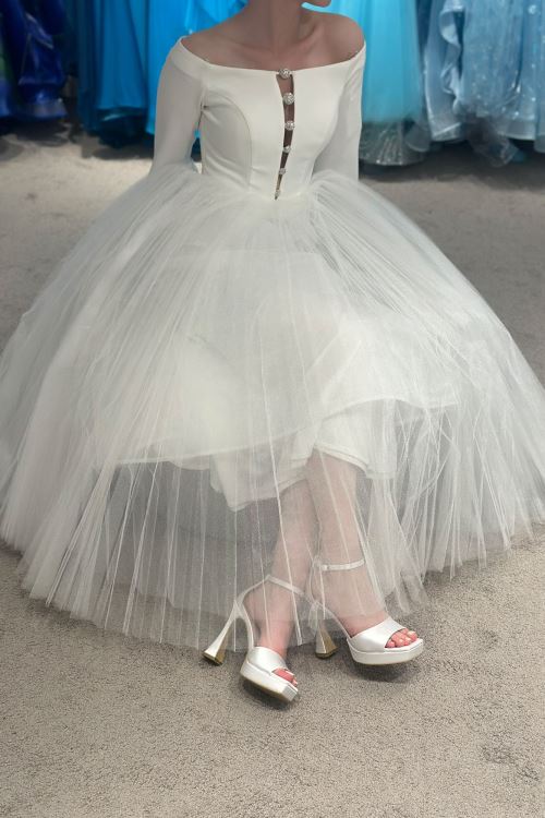 Beyaz Saten Stefano Platform Topuklu Gelin Ayakkabısı 