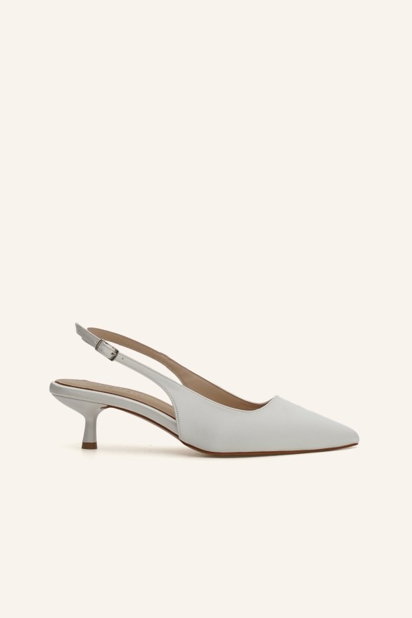 Sedef Saten Mini Topuklu Gelin Ayakkabısı 