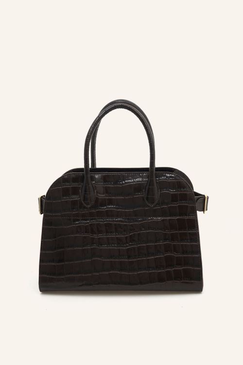 Kahve Kroko Elfinda Deri Çanta 