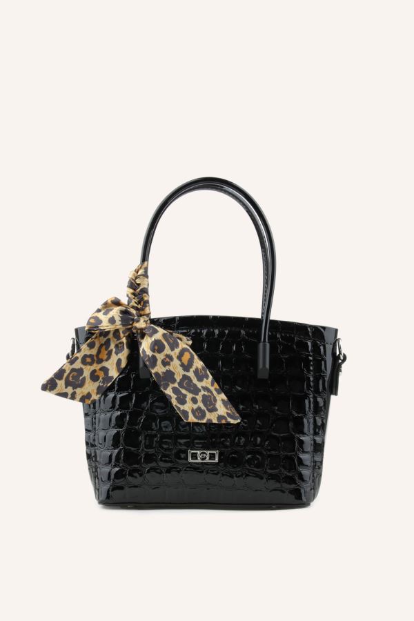 Siyah Rugan B. Kroko Omuz Çantası