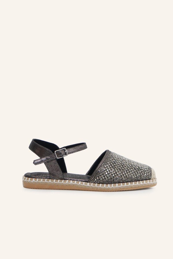 Antrasit Taşlı Espadril 