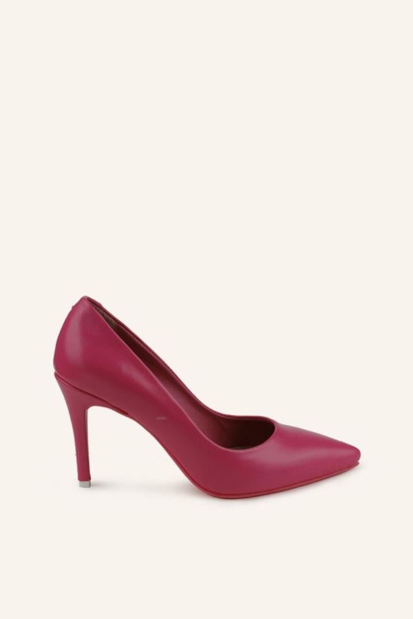 Fuşya Deri Stiletto 